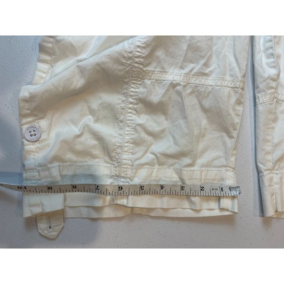 Chicos Women Cargo Shorts Bermuda Elastic Waist Roll Up Hem High Rise White SZ 2 - Picture 7 of 10